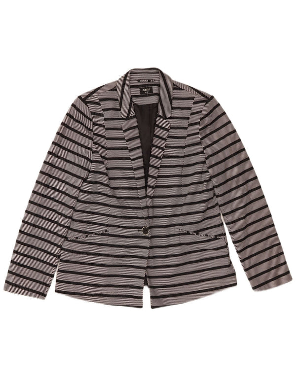 Giacca blazer da donna a 1 bottone Oasis UK 14 Poliestere a righe grigio medio