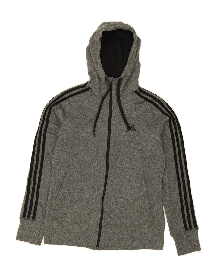 ADIDAS Mens Zip Hoodie Sweater Medium Grey Flecked Polyester Vintage Adidas and Second-Hand Adidas from Messina Hembry 