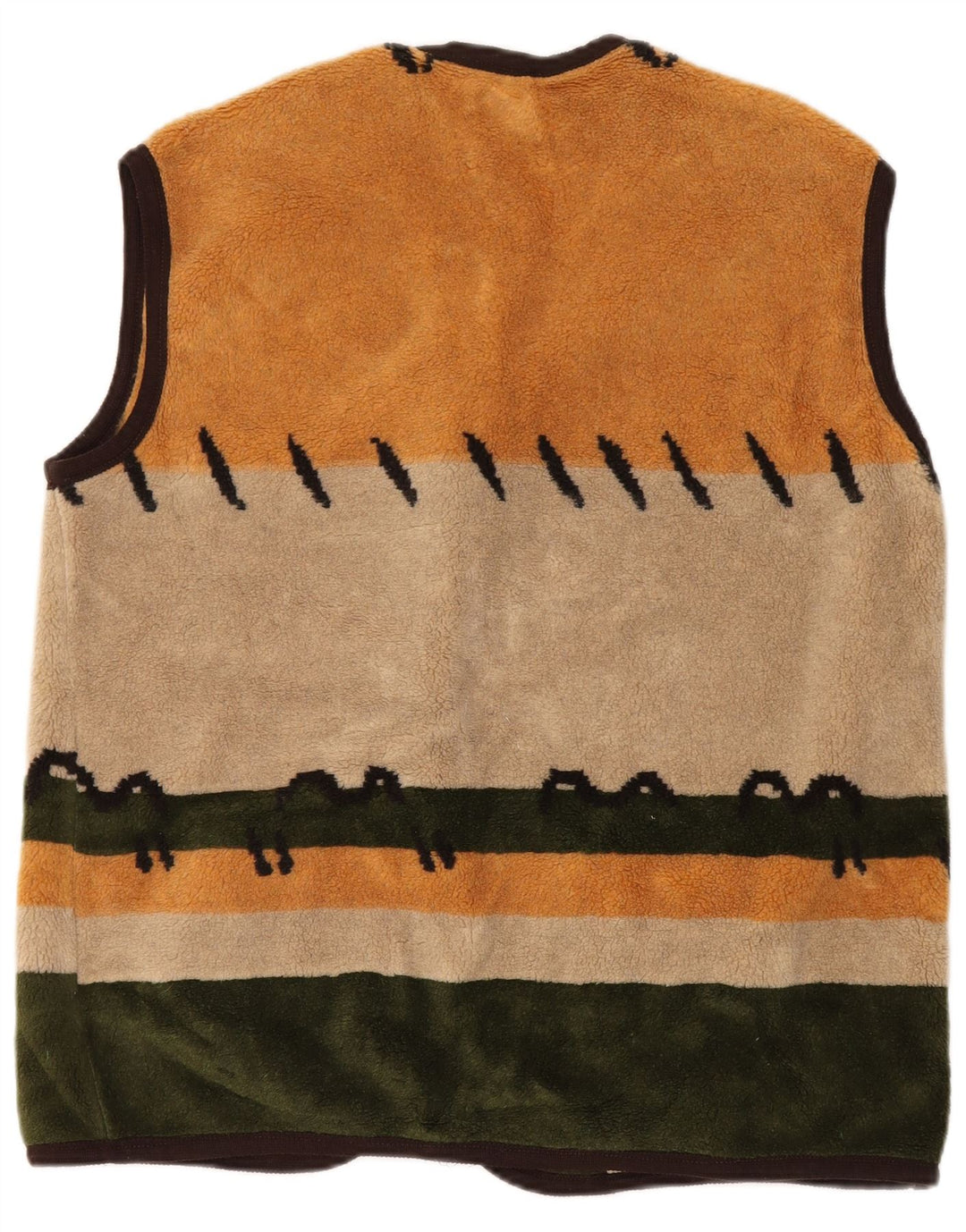 Gilet in pile da donna vintage UK 20 2XL Poliestere color block multicolore