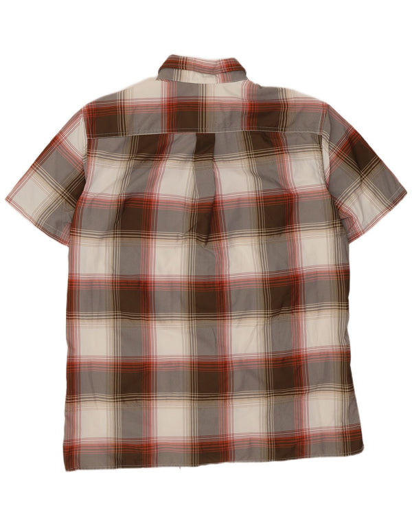 Camicia a maniche corte da uomo Eddie Bauer in poliestere a quadri grigio medio