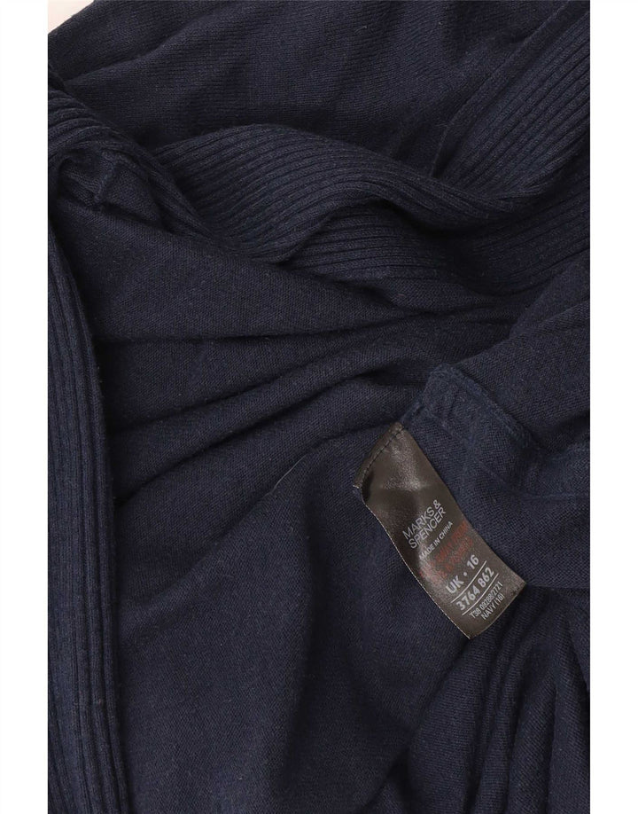 Maglione cardigan aperto lungo da donna Marks & Spencer UK 16 grande blu navy