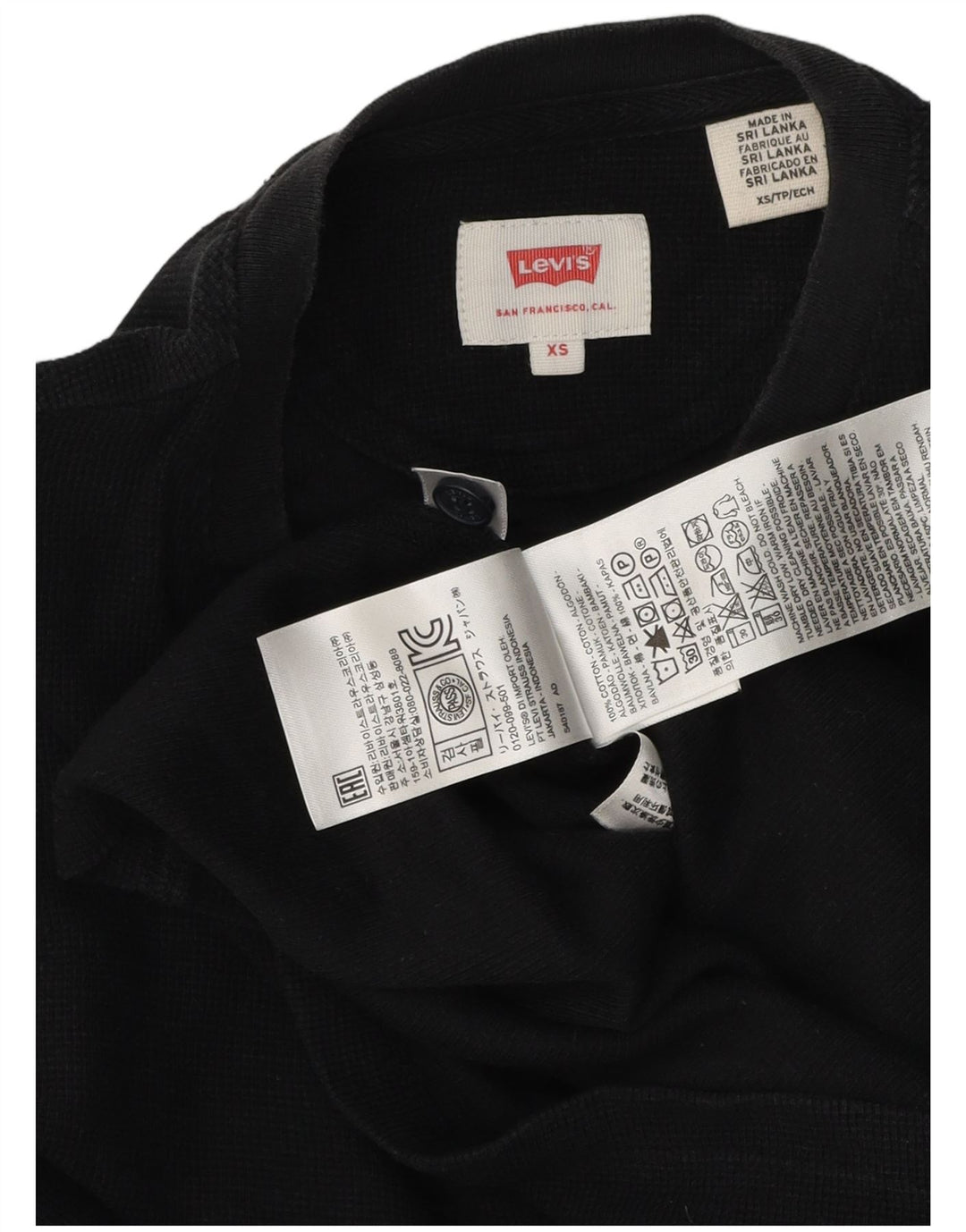 Top Levi's da uomo a maniche lunghe XS in cotone nero