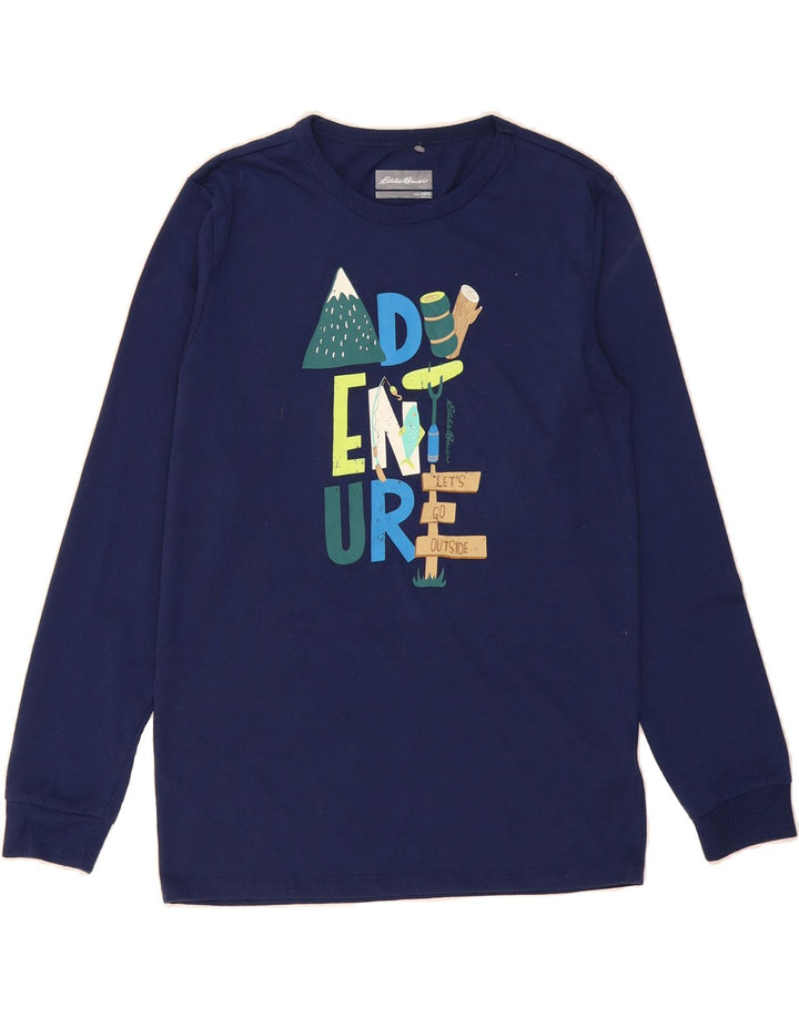 EDDIE BAUER Boys Graphic Top Long Sleeve 14-15 Years Large Navy Blue Vintage Eddie Bauer and Second-Hand Eddie Bauer from Messina Hembry 