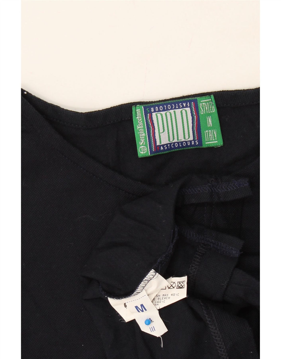 SERGIO TACCHINI Womens Short Sleeve Shirt Blouse UK 12 Medium Navy Blue Vintage Sergio Tacchini and Second-Hand Sergio Tacchini from Messina Hembry 