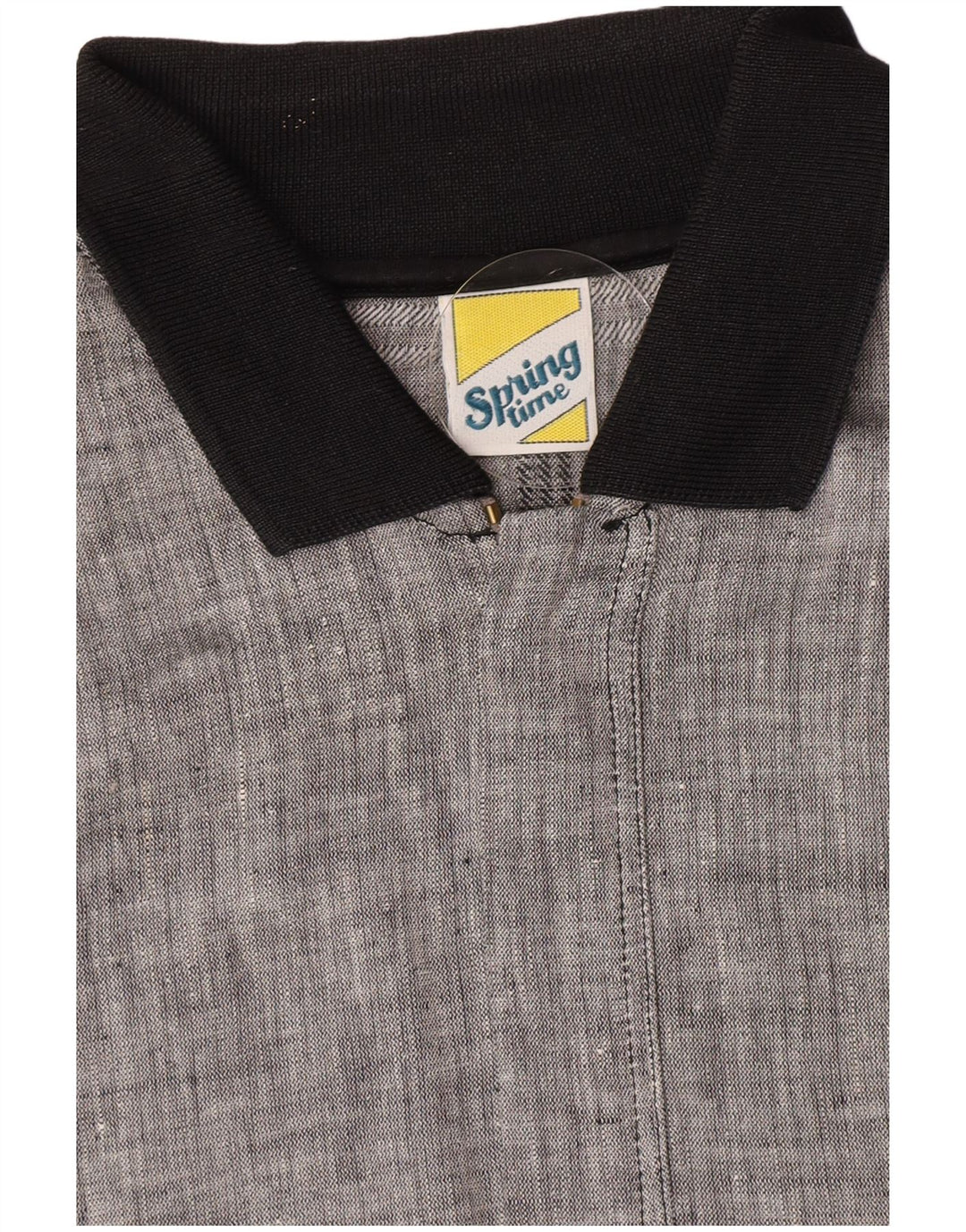 Camicia pullover vintage da uomo a maniche corte a quadri grigio medio