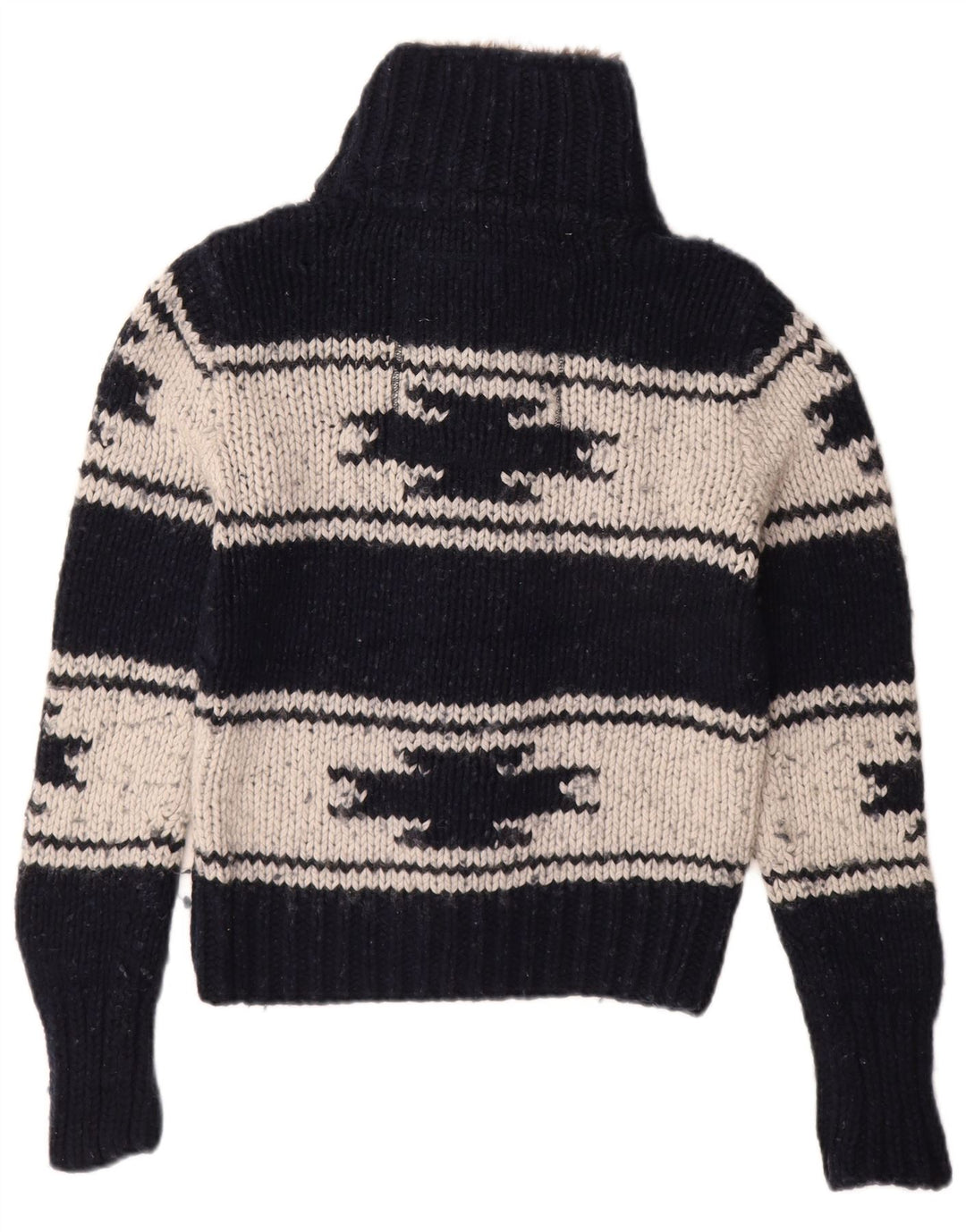 Maglione cardigan da donna Superdry UK 14 Lana geometrica blu navy grande