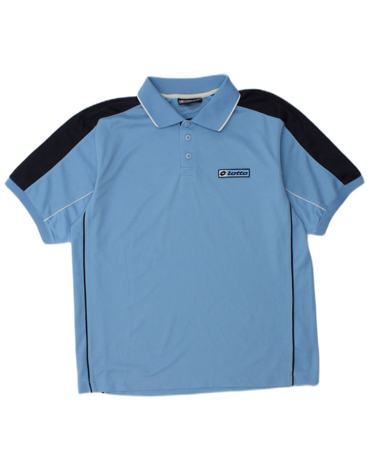 Polo da uomo Lotto UK 36/38 Small Blu Colourblock Poliestere