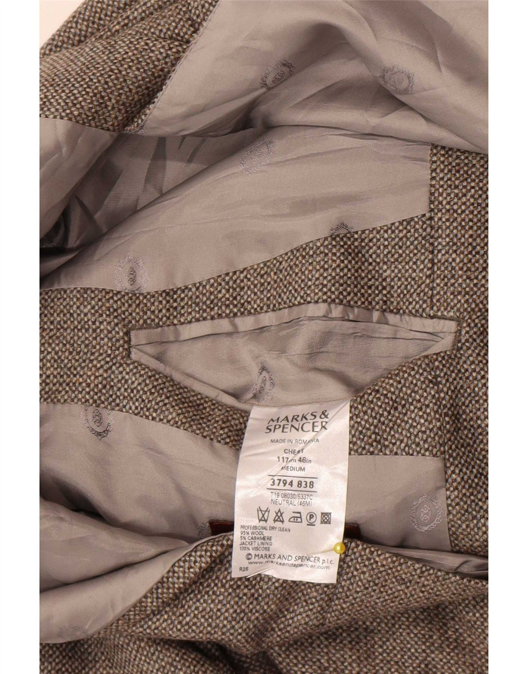 Giacca blazer a 3 bottoni da uomo Marks & Spencer UK 46 XL lana grigia