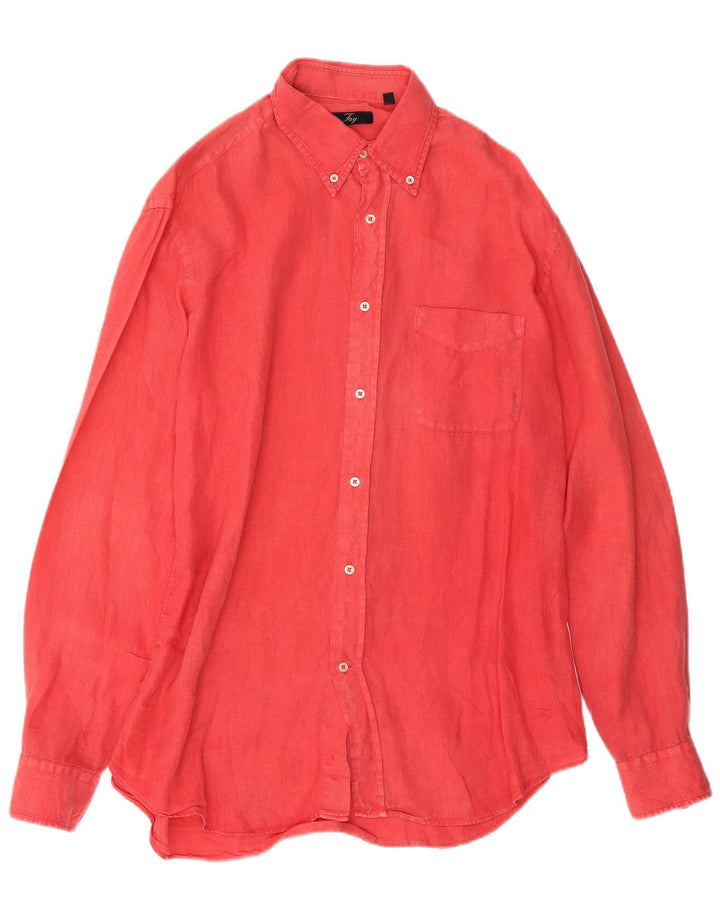 Camicia da uomo Fay taglia 41 16 grande lino rosso