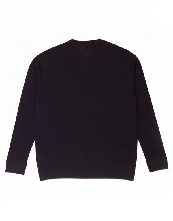 Maglione maglione con scollo a V da uomo Tommy Hilfiger XL cotone blu navy
