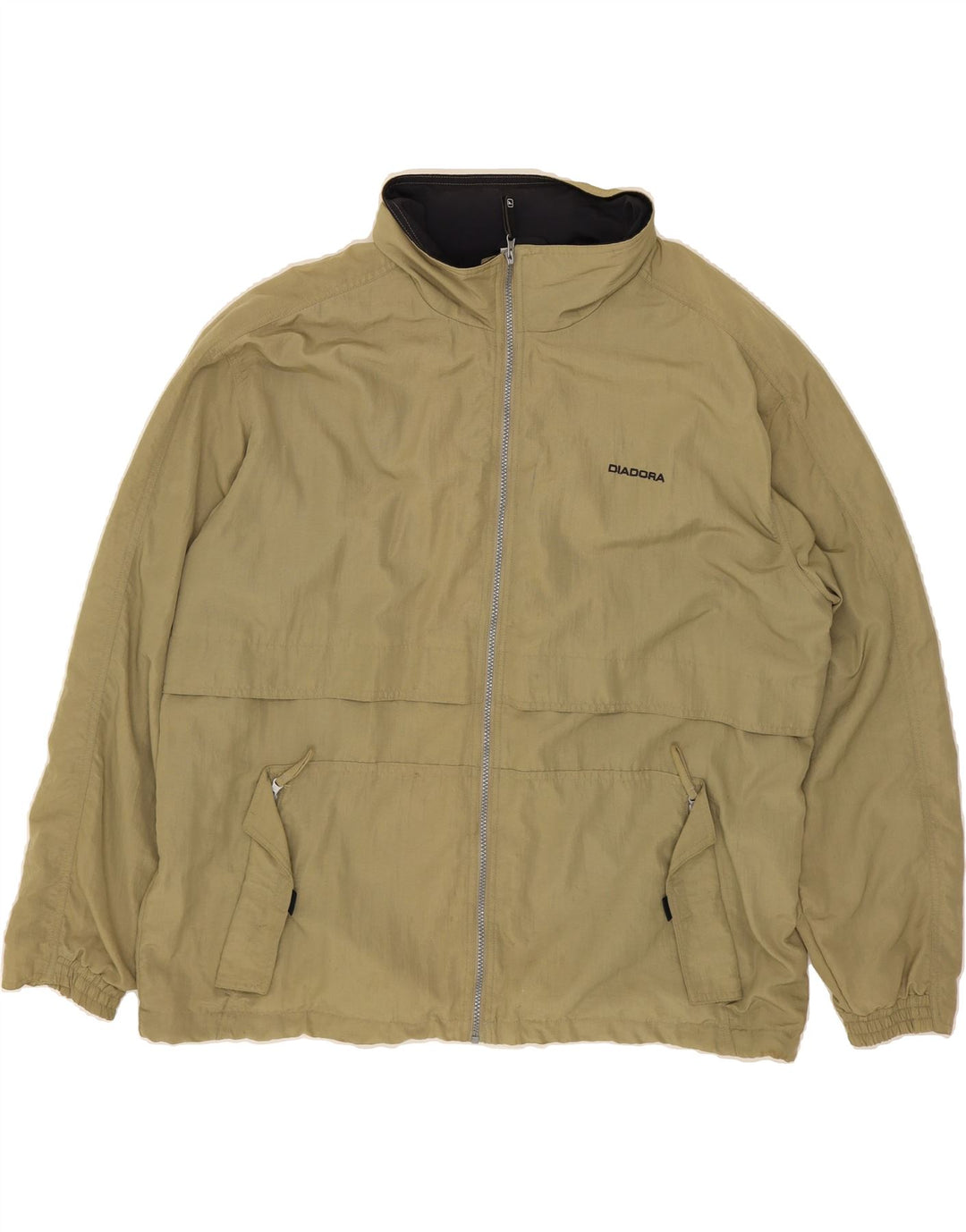 DIADORA Mens Hooded Rain Jacket UK 42 XL Khaki Polyamide Vintage Diadora and Second-Hand Diadora from Messina Hembry 
