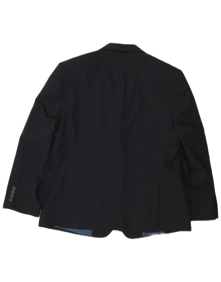 Giacca blazer corta da uomo a 2 bottoni Marks & Spencer UK 44 XL Lana blu navy