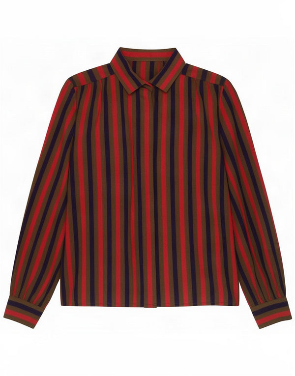 Camicetta vintage da donna UK 12 a righe medie multicolore