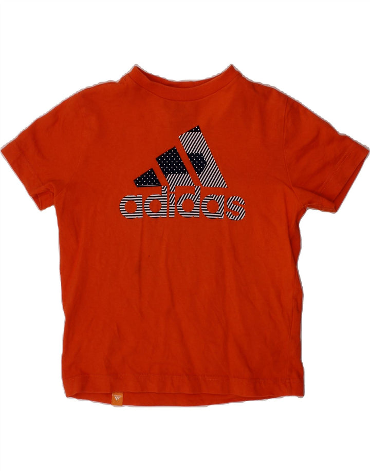 ADIDAS Boys Graphic T-Shirt Top 5-6 Years Orange Vintage Adidas and Second-Hand Adidas from Messina Hembry 