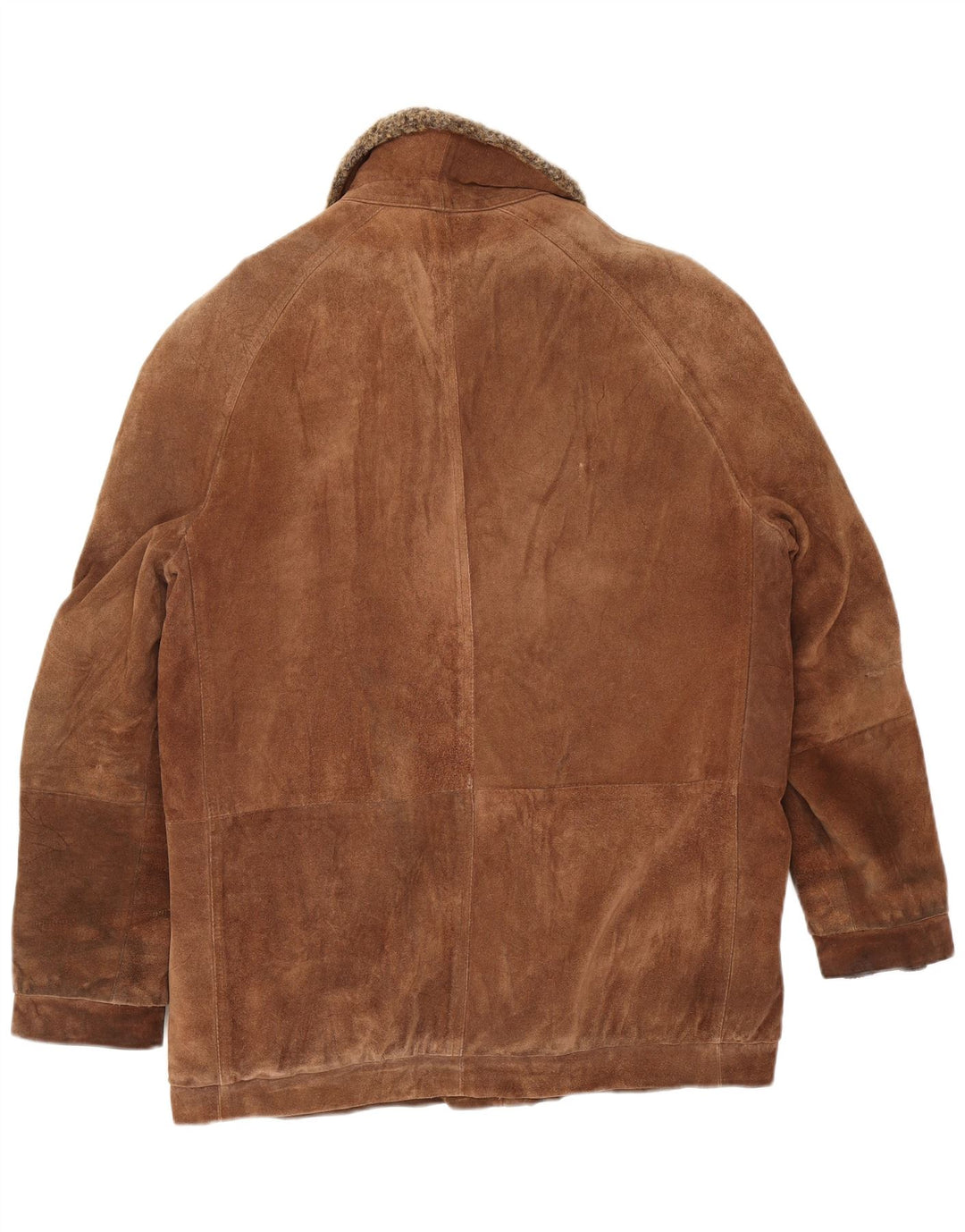 Giubbotto vintage in shearling scamosciato da uomo UK 38 in pelle marrone medio