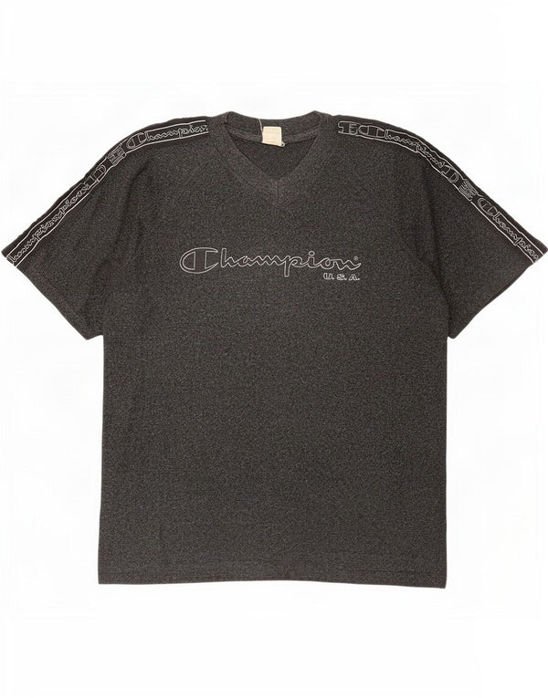 T-shirt grafica da uomo Champion Top XL in cotone chiazzato grigio