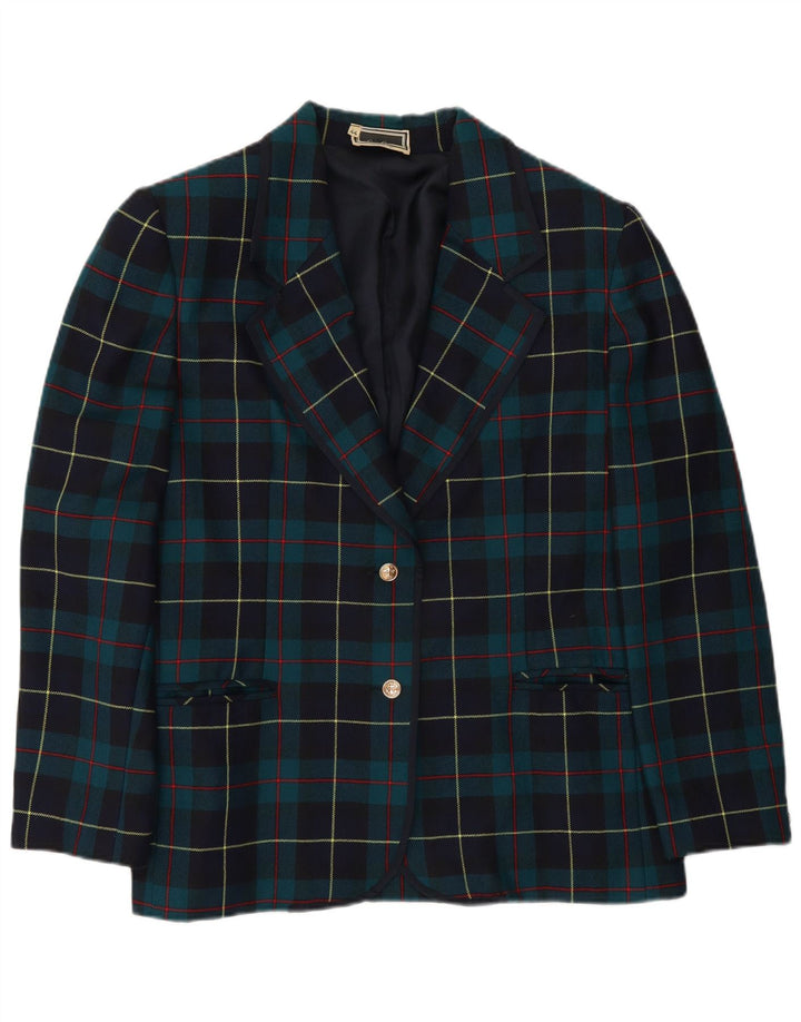 Luisa Spagnoli Giacca Blazer a 2 Bottoni da Donna IT 44 Lana a quadri Blu Medio