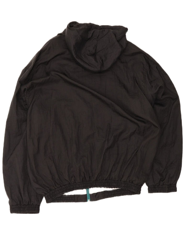 Giacca da ginnastica vintage da uomo con cappuccio XL in poliammide color block nero