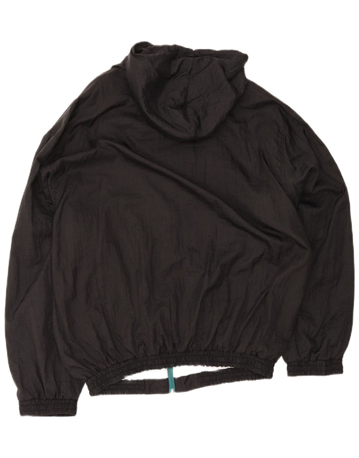 Giacca da ginnastica vintage da uomo con cappuccio XL in poliammide color block nero