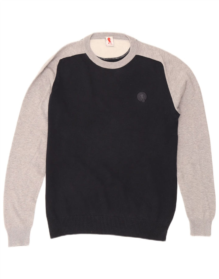 Bikkembergs Maglione girocollo da uomo a blocchi di colore blu navy medio