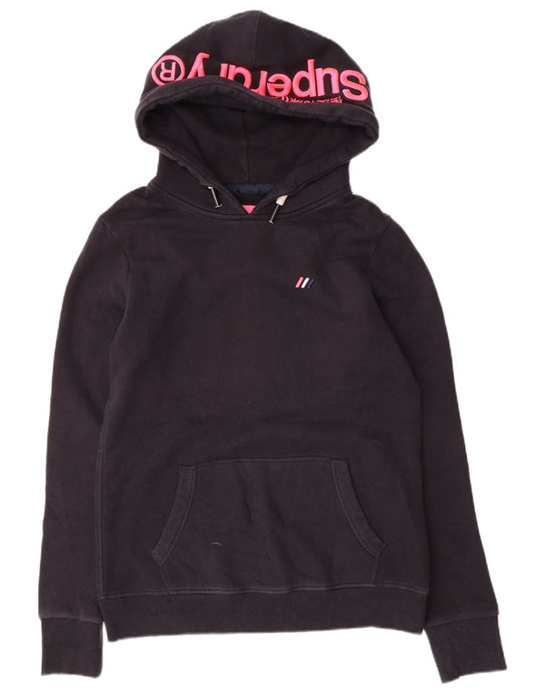 Maglione con cappuccio grafico da donna SUPERDRY UK 12 cotone blu navy medio