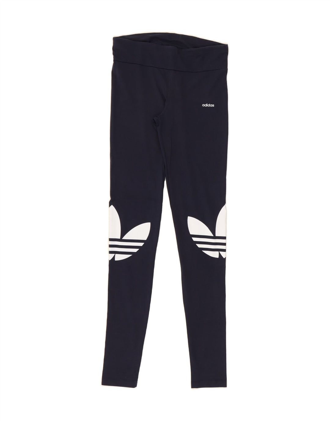 ADIDAS Womens Climalite Graphic Leggings UK 12 Medium  Navy Blue Polyester Vintage Adidas and Second-Hand Adidas from Messina Hembry 