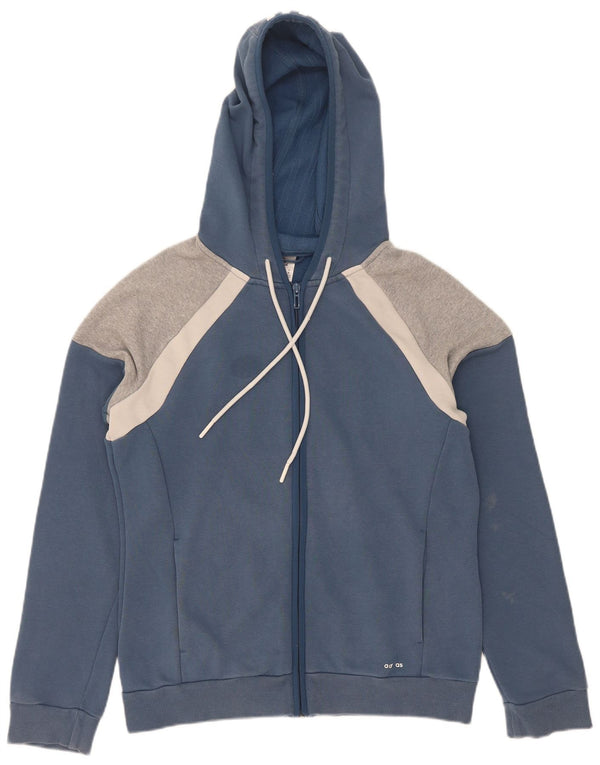 Maglione con cappuccio e zip Adidas Climalite da donna UK 12/14 Colorblock blu medio