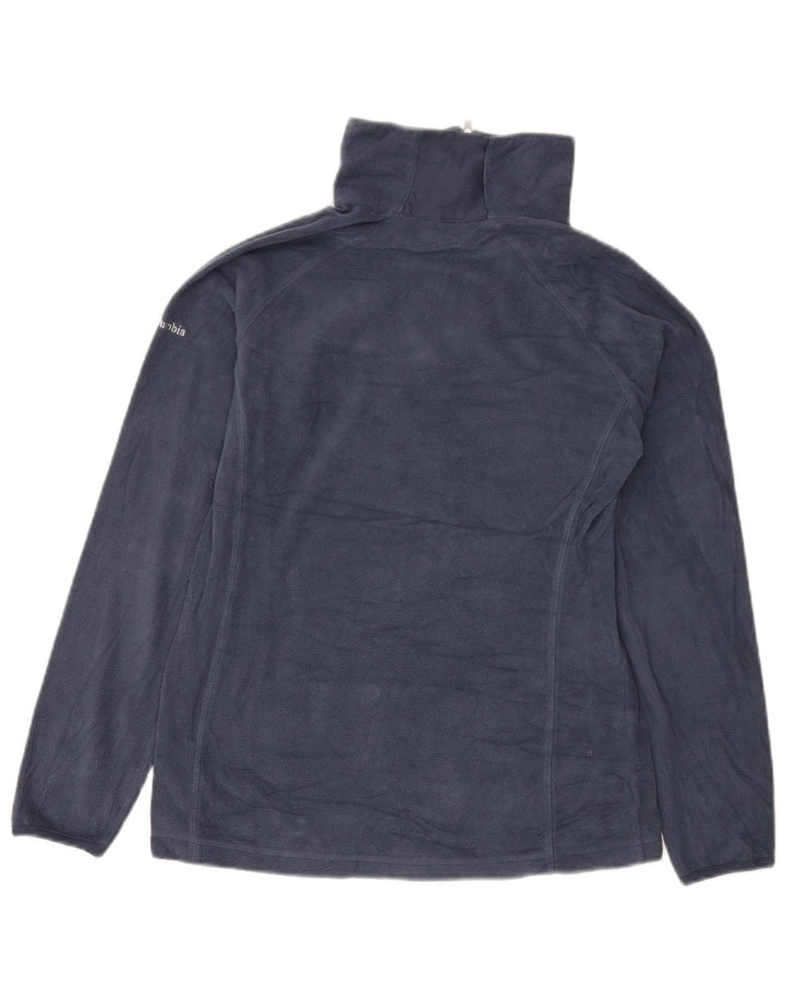 Maglione in pile da donna Columbia con zip e collo UK 10 piccolo poliestere blu navy