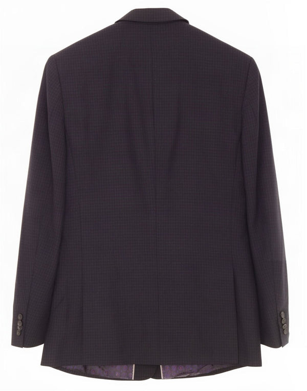 Giacca blazer a 2 bottoni Marks & Spencer da uomo UK 36 piccolo lana a quadri grigi