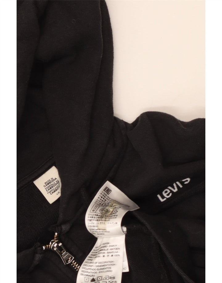 Maglione con cappuccio e zip corto oversize da donna Levi's UK 16 Large Nero
