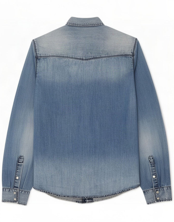 Morris Camicia di jeans da uomo grande in cotone blu