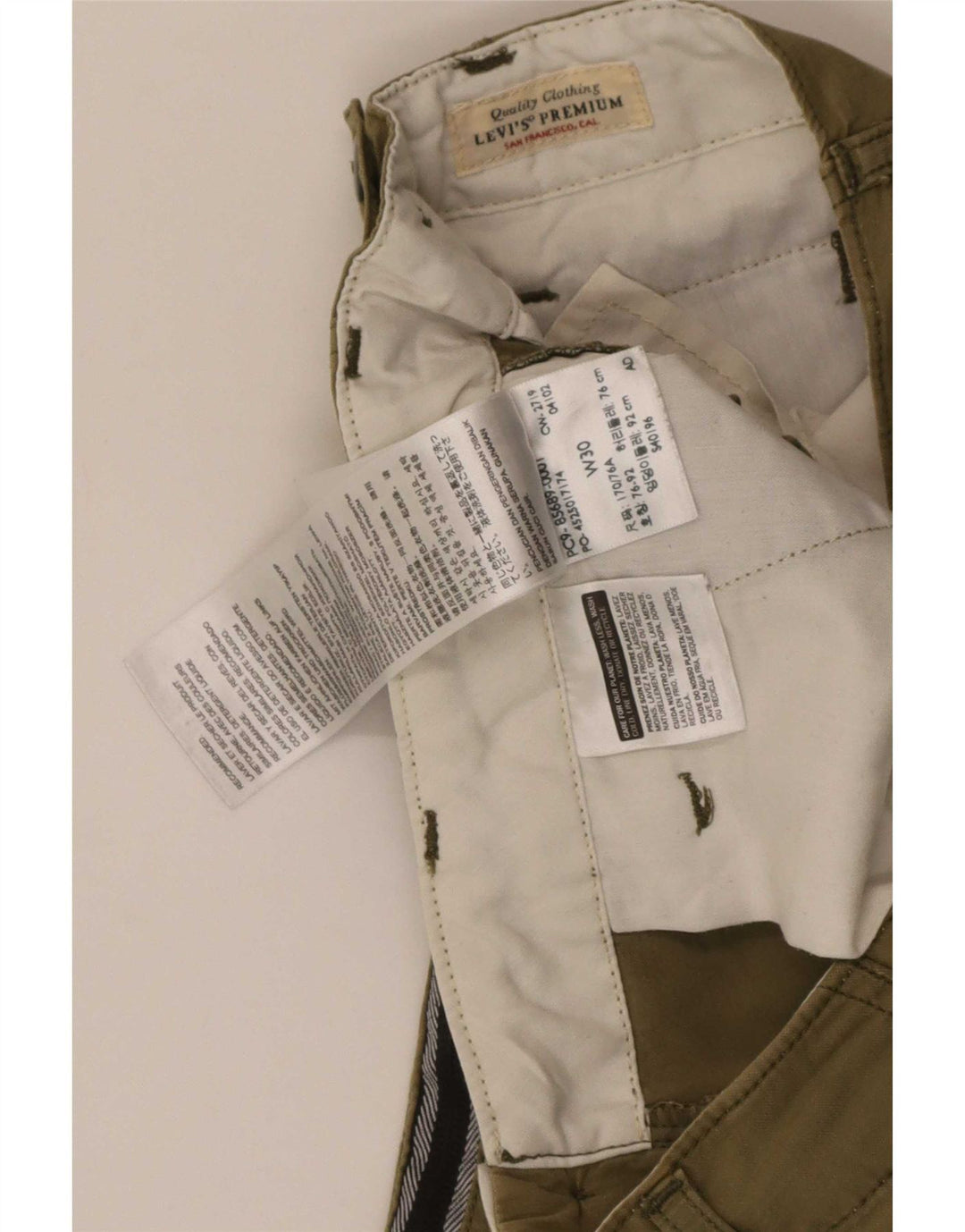 Pantaloni cargo dritti da uomo Levi's W30 L27 cotone kaki