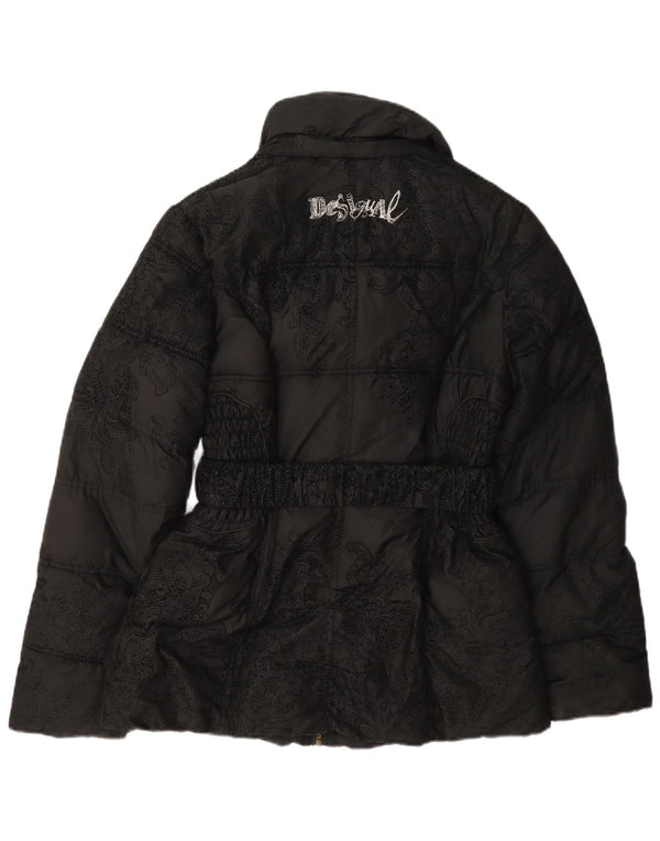 Desigual Giacca imbottita grafica da donna EU 40 Medio Nero Paisley Poliestere