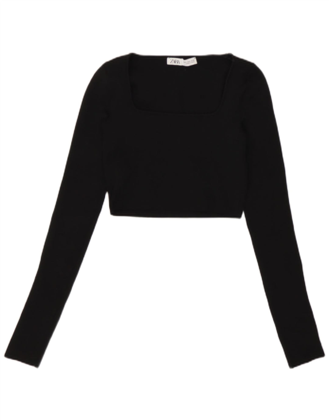 Top corto da donna Zara a maniche lunghe UK 8 piccolo nero