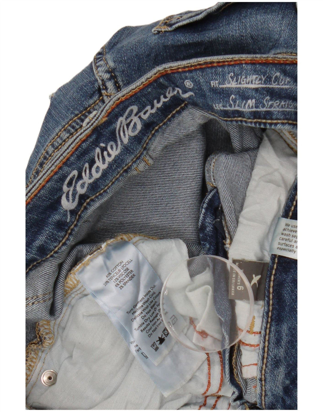 EDDIE BAUER Jeans dritti da donna leggermente curvy US 6 Medium W27 L30 Blu