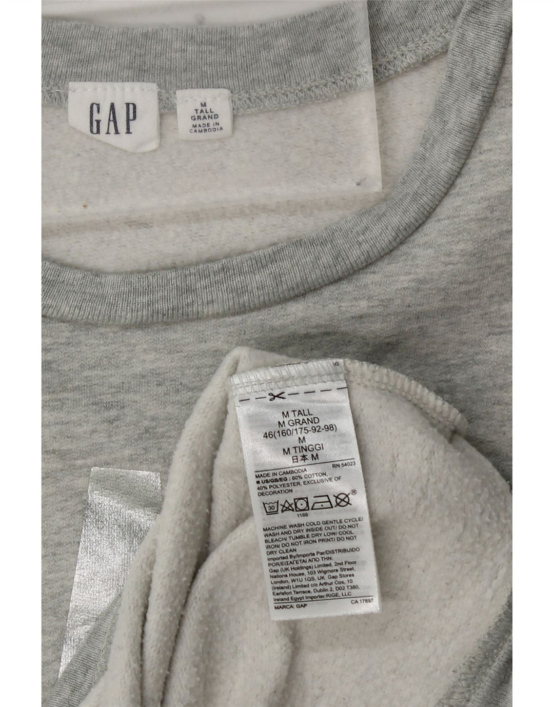Maglione da donna con grafica alta GAP, UK 14, cotone grigio medio