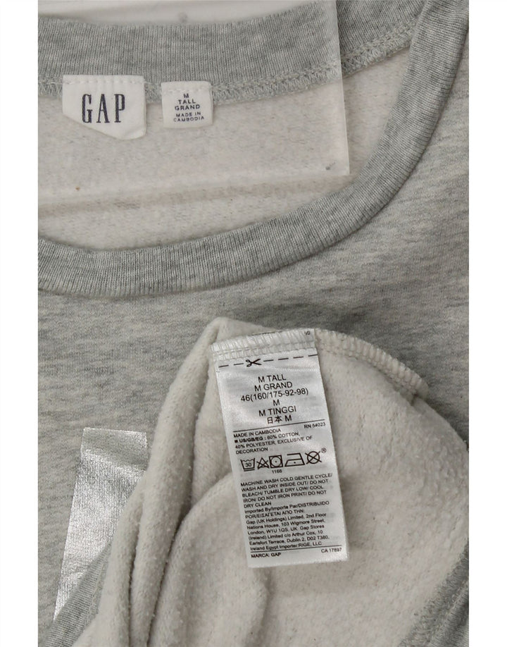 Maglione da donna con grafica alta GAP, UK 14, cotone grigio medio
