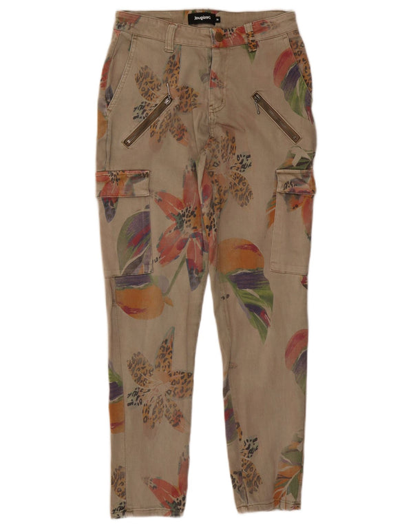 Pantaloni cargo slim da donna Desigual EU 38 Medium W28 L27 Beige floreale
