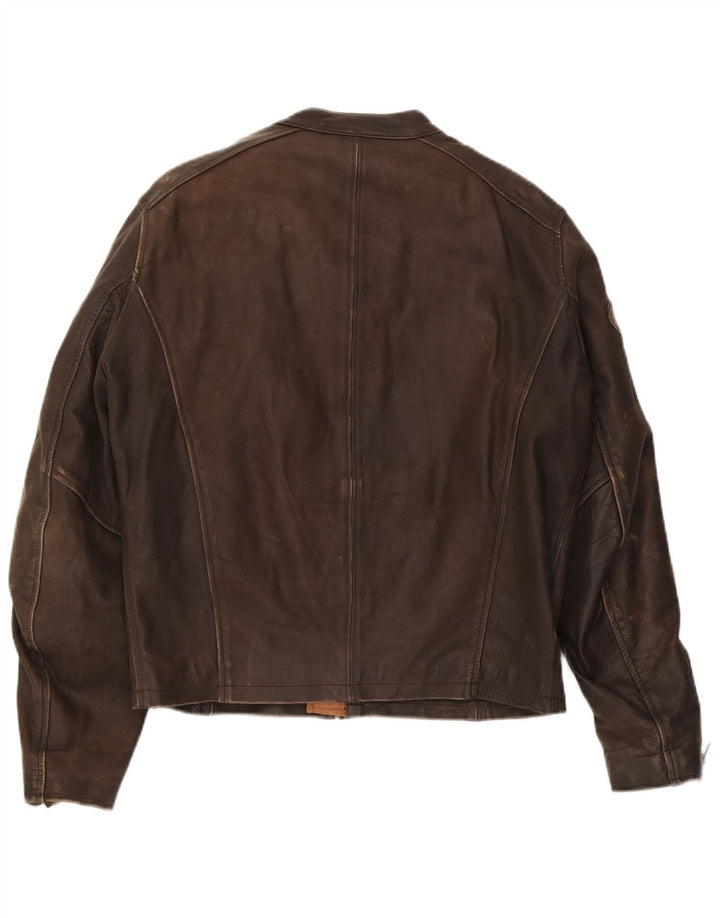 Giacca da motociclista in pelle Motorstyle da uomo Redskins UK 40 Large Marrone Colorblock