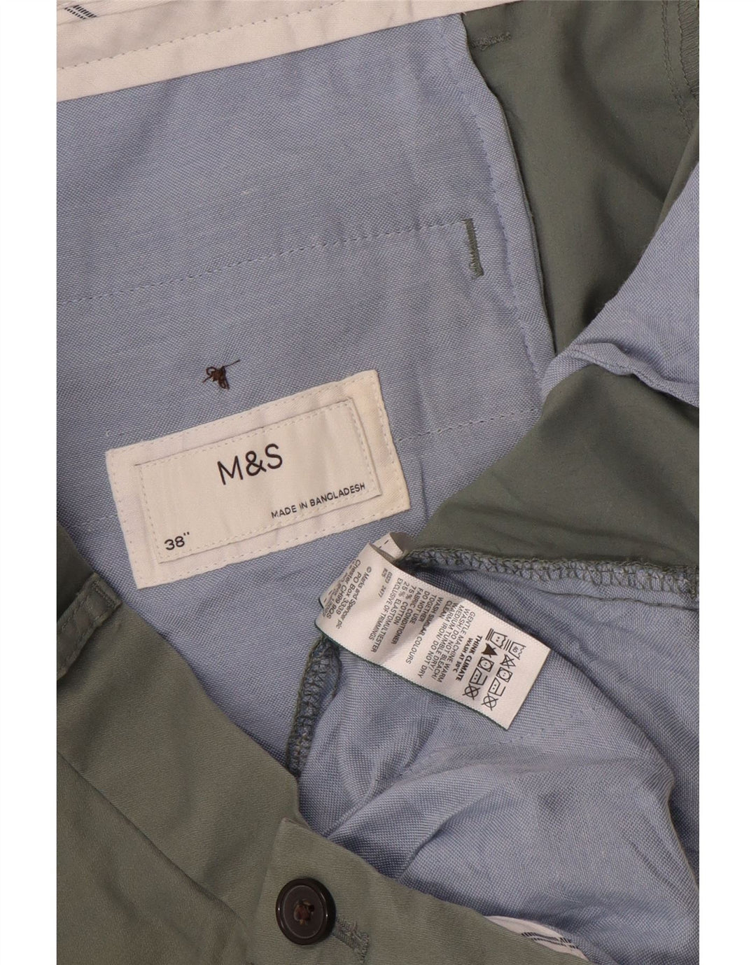 Pantaloncini chino da uomo Marks & Spencer W38 XL cotone kaki