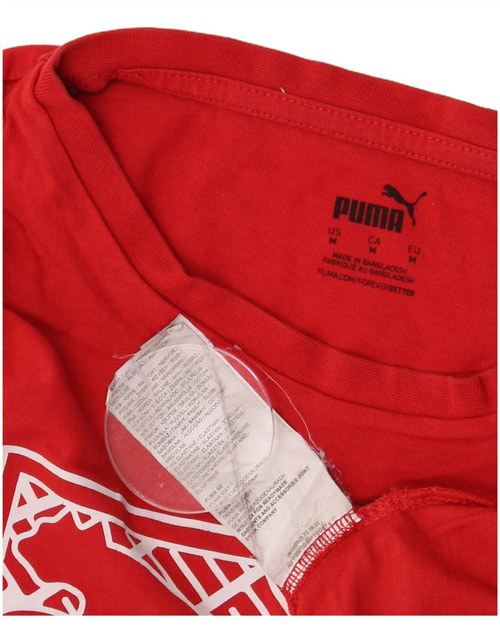 T-shirt grafica da uomo Puma Top in cotone rosso medio