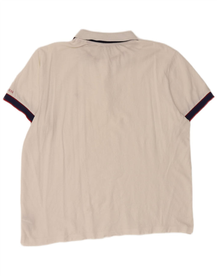 Polo da uomo Guess 2XL in cotone color block bianco