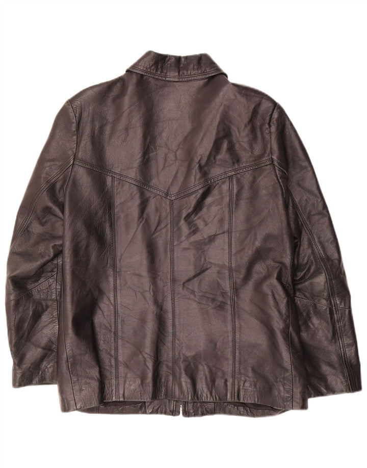 VINTAGE Womens Leather Jacket IT 46 Large Black Leather