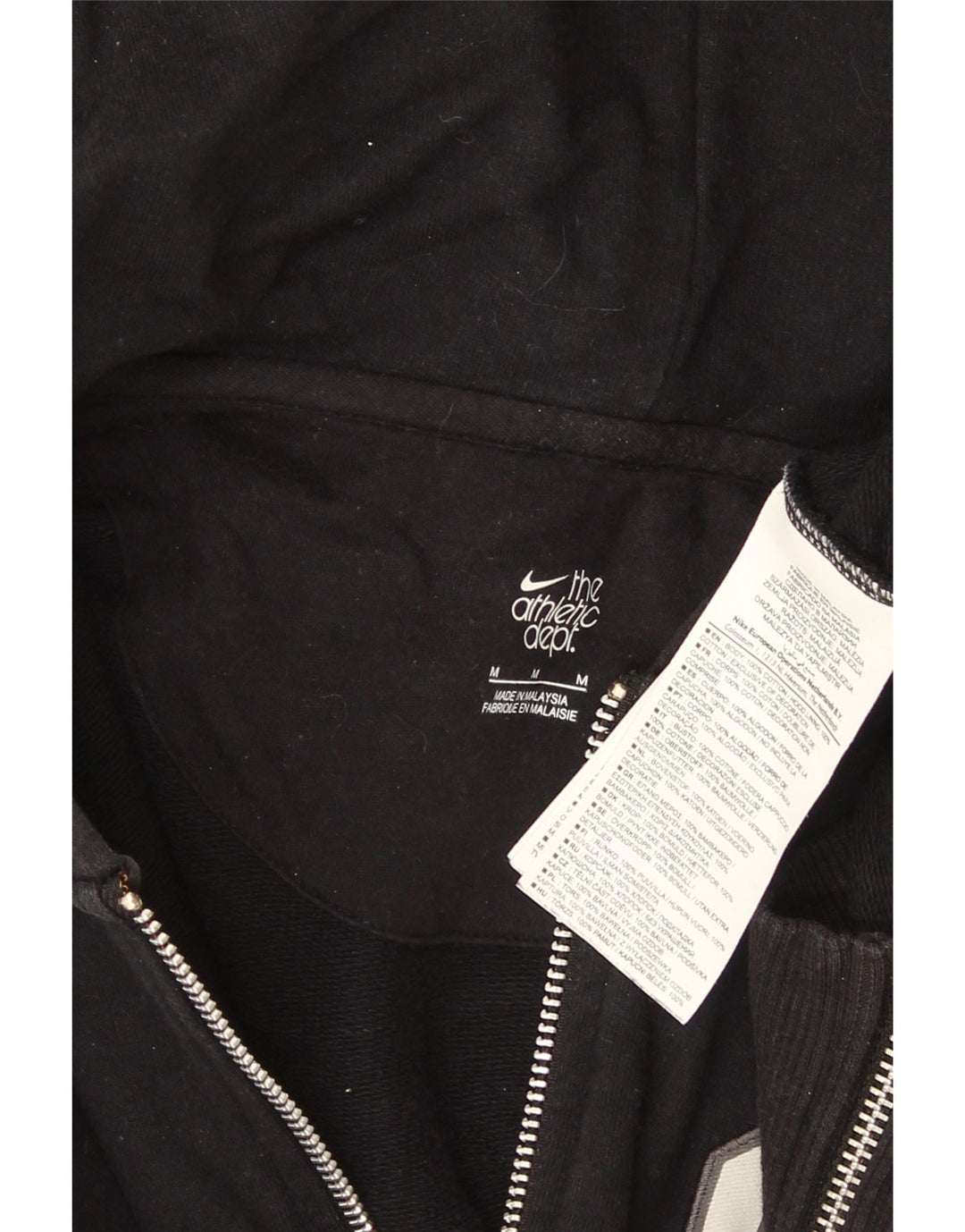 Felpa con cappuccio e zip grafica Nike da uomo in cotone nero medio