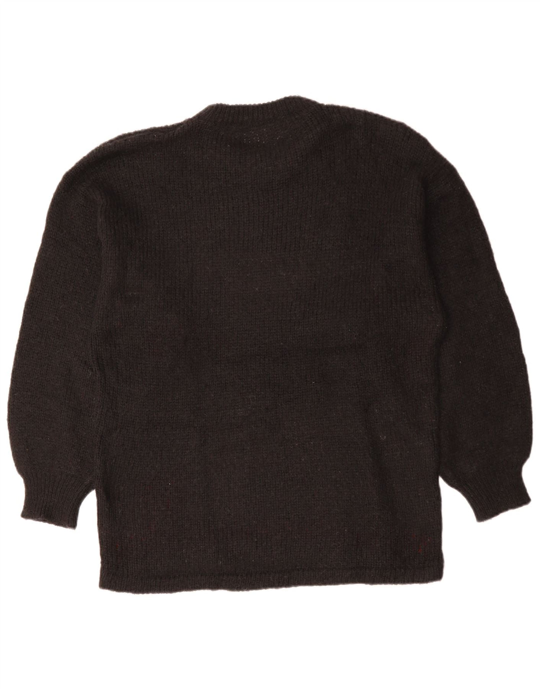 Maglione maglione girocollo lungo da donna VINTAGE UK 18 XL Nero