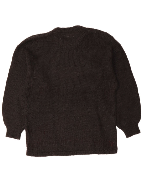 Maglione maglione girocollo lungo da donna VINTAGE UK 18 XL Nero