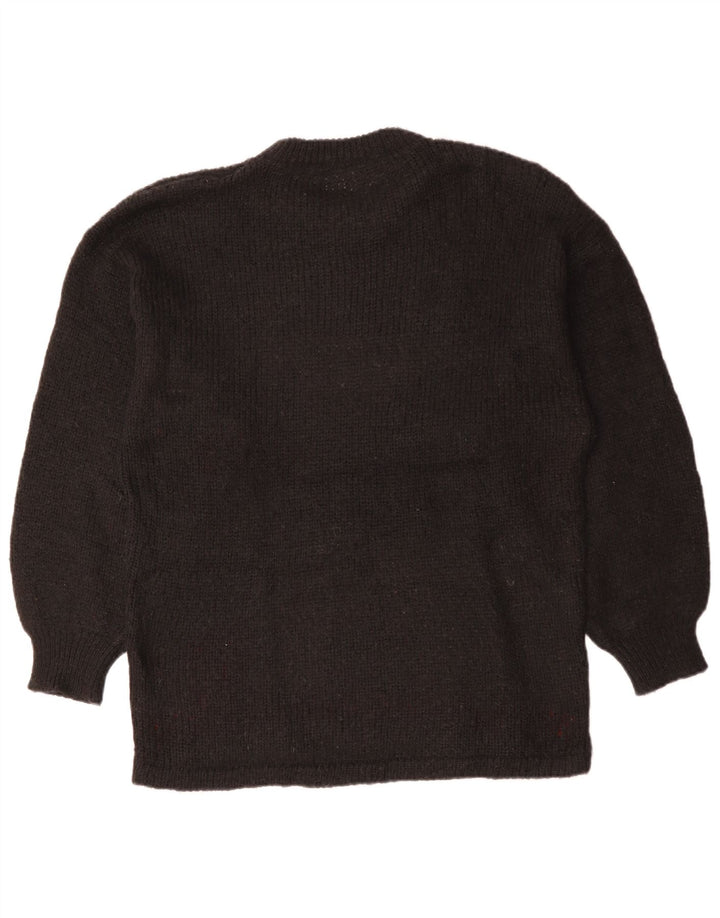 Maglione maglione girocollo lungo da donna VINTAGE UK 18 XL Nero