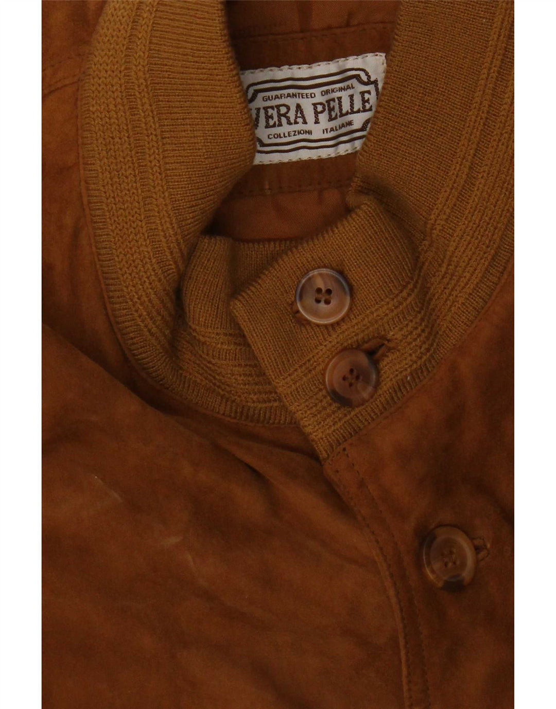 Giubbotto bomber in pelle scamosciata vintage da uomo UK 40 grande in pelle marrone