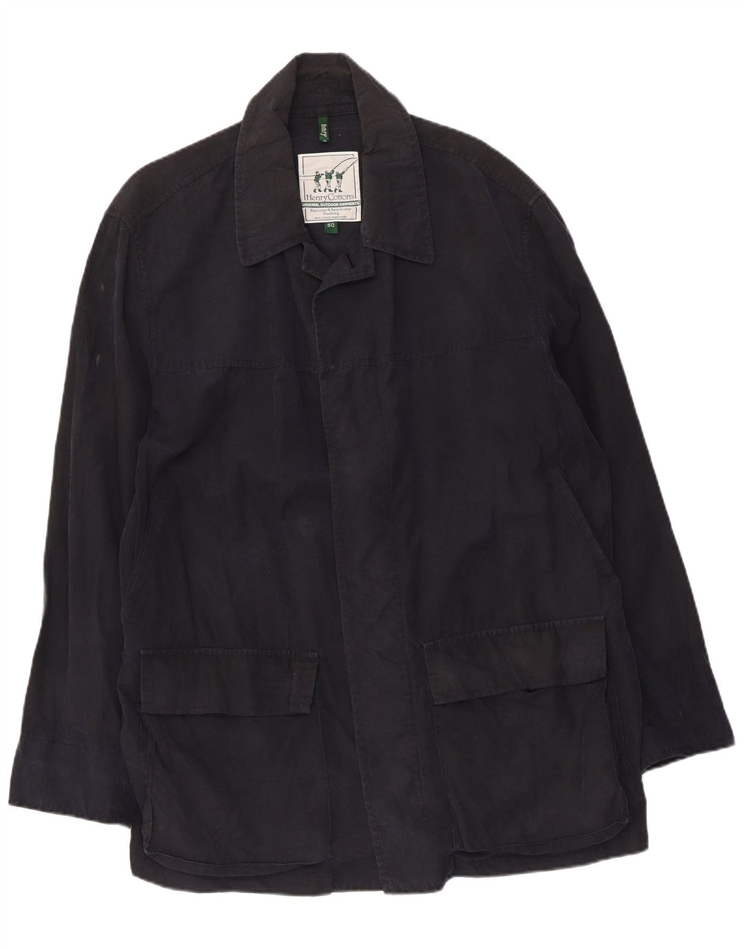 Giacca antipioggia da uomo Henry Cottons IT 50 Large in cotone blu navy