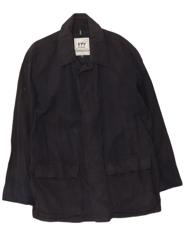 Giacca antipioggia da uomo Henry Cottons IT 50 Large in cotone blu navy
